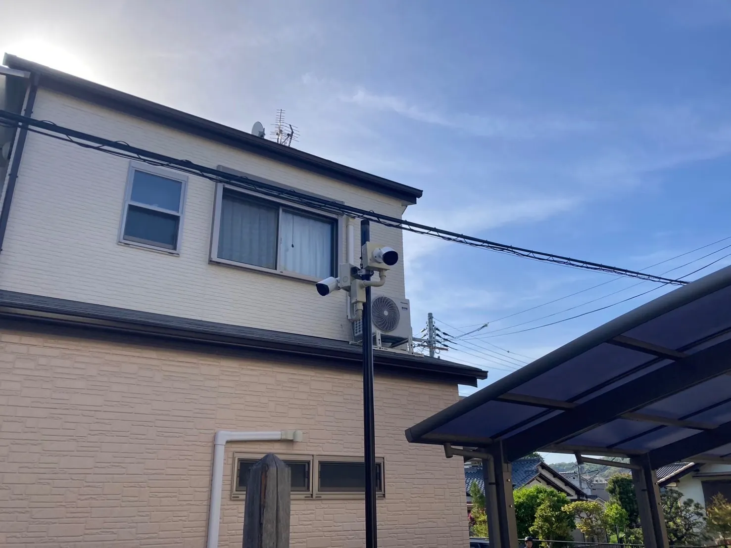 【大阪】松原市・一軒家・防犯カメラ設置工事・強盗対策・屋外カメラ・防水カメラ・暗視カメラ・遠隔監視